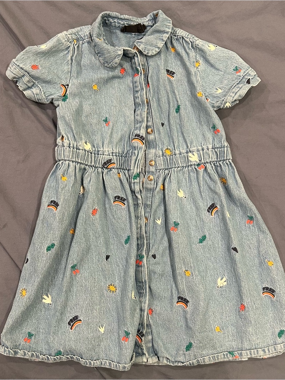 5/15⭐️Denim Embroidered Kids' Dress - French dept store Monoprix
